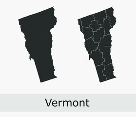 Vermont vector maps counties, townships, regions, municipalities, departments, borders