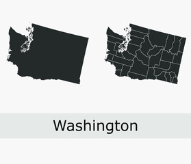Washington vector maps counties, townships, regions, municipalities, departments, borders