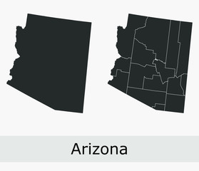 Arizona vector maps counties, townships, regions, municipalities, departments, borders