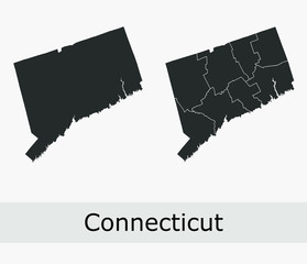Connecticut vector maps counties, townships, regions, municipalities, departments, borders