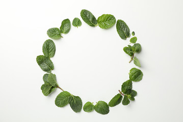 Fresh mint on white background, space for text