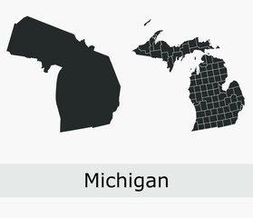 Michigan vector maps counties, townships, regions, municipalities, departments, borders