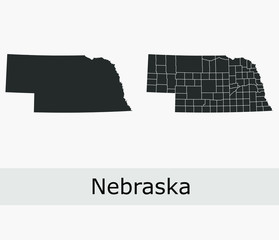 Nebraska vector maps counties, townships, regions, municipalities, departments, borders
