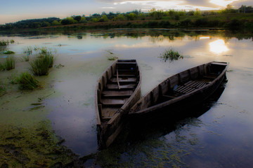 Obraz premium boat, lake, landscapes, nature, mirror