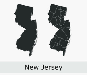 New Jersey vector maps counties, townships, regions, municipalities, departments, borders