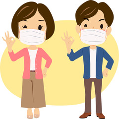 マスクのおかげで健康な男女