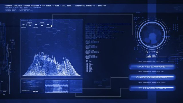 Futuristic HUD Screen Data Analysis Blue