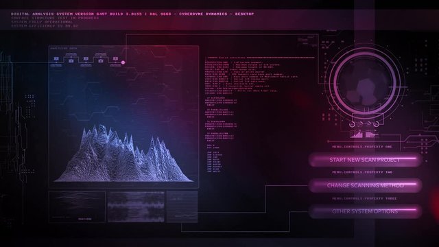 Futuristic HUD Screen Data Analysis Cyberpunk