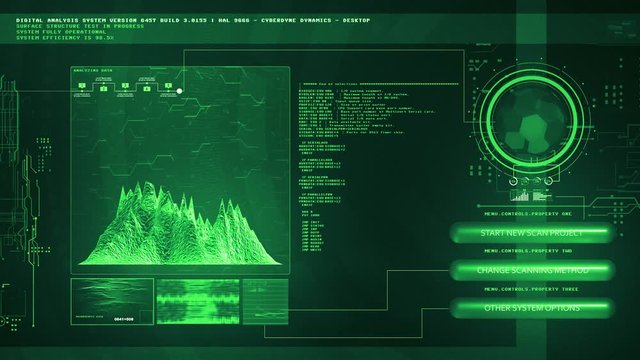 Futuristic HUD Screen Data Analysis Green