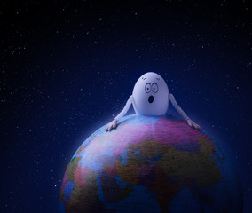 Fototapeta premium Egg astronaut in outer space