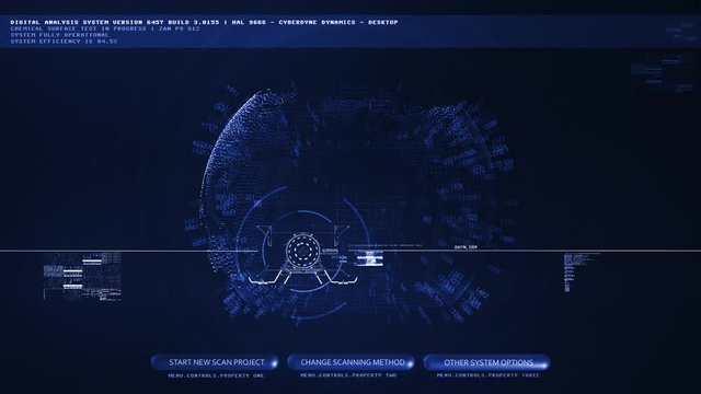 Futuristic HUD Screen Data Planet Landscape Blue