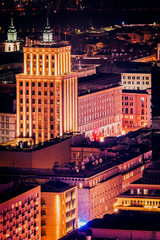 Widok z Pałacu Kultury Warszawa nocą Warsaw