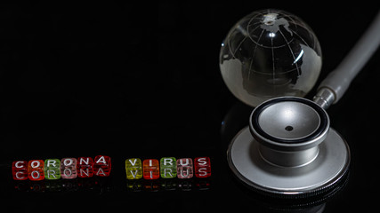 Colorful text "Corona virus" and  