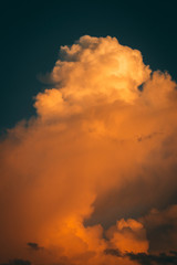 Dramatic sunset orange cloud