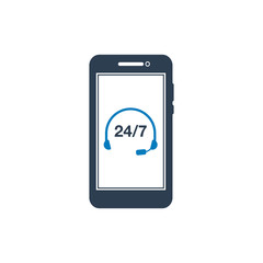 24/7 Online Customer Support, Help Icon. Flat style vector EPS.