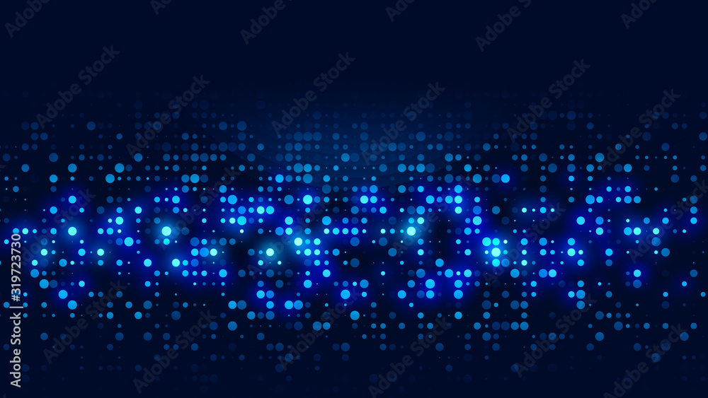 Poster dot blue pattern screen led light gradient texture background. abstract technology big data digital 