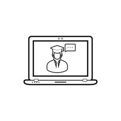 E- Learning line icon. Flat style vector.