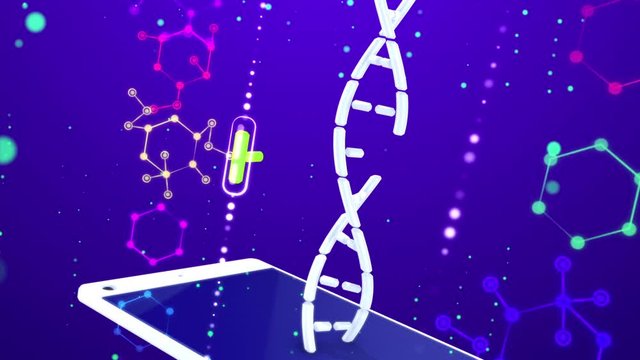 Double helix molecule, gene structure, edit element, smartphone display