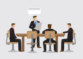 Business Executives in Business Meeting Vector Illustration