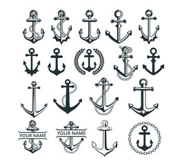 assorted ship anchor vector graphic design for logo and illustration - obrazy, fototapety, plakaty