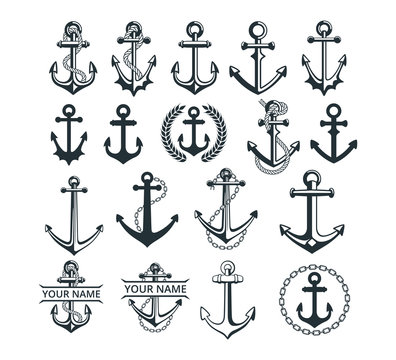 assorted ship anchor vector graphic design for logo and illustration