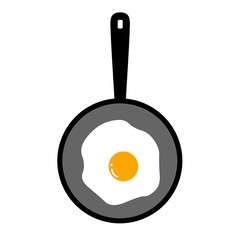 illustration of frying pan with egg 
