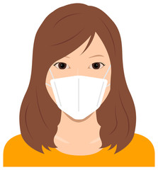 Young asian woman (upper body )  wearing a mask vector illustration / Coronavirus (influenza  hay fever etc.)  prevention.