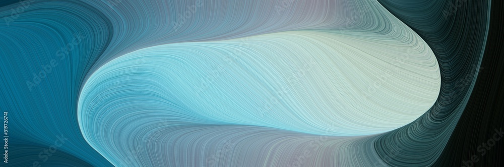 Poster flowing banner design with pastel blue, medium aqua marine and very dark blue colors. dynamic curved