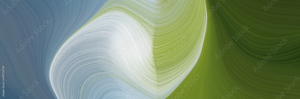 Poster modern designed horizontal banner with dark olive green, light gray and slate gray colors. dynamic curved lines with fluid flowing waves and curves