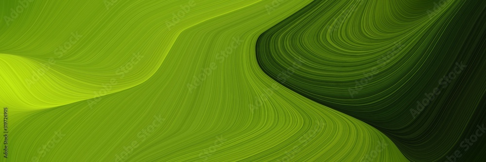 Poster dynamic banner design with dark green, very dark green and yellow green colors. dynamic curved lines