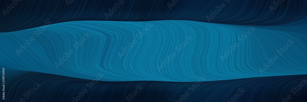 Poster surreal designed horizontal banner with teal, very dark blue and light sea green colors. dynamic cur