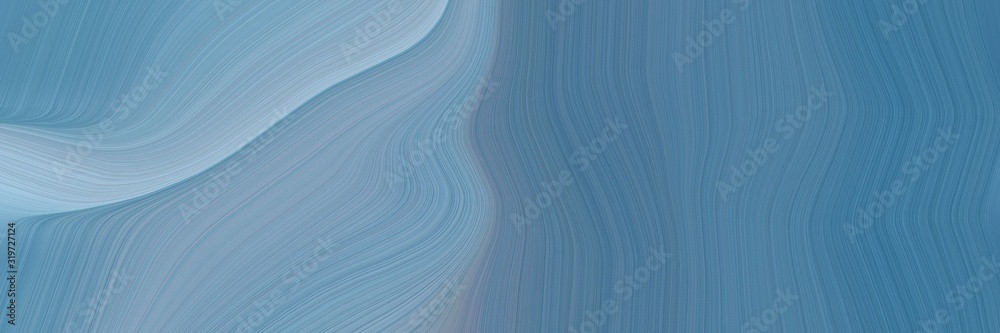 Poster dynamic horizontal header with steel blue, cadet blue and pastel blue colors. dynamic curved lines with fluid flowing waves and curves