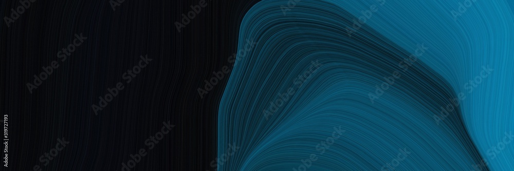 Fototapete moving banner design with black, teal green and teal colors. dynamic curved lines with fluid flowing waves and curves