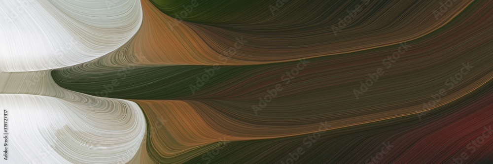 Poster artistic horizontal header with very dark green, pastel gray and pastel brown colors. dynamic curved