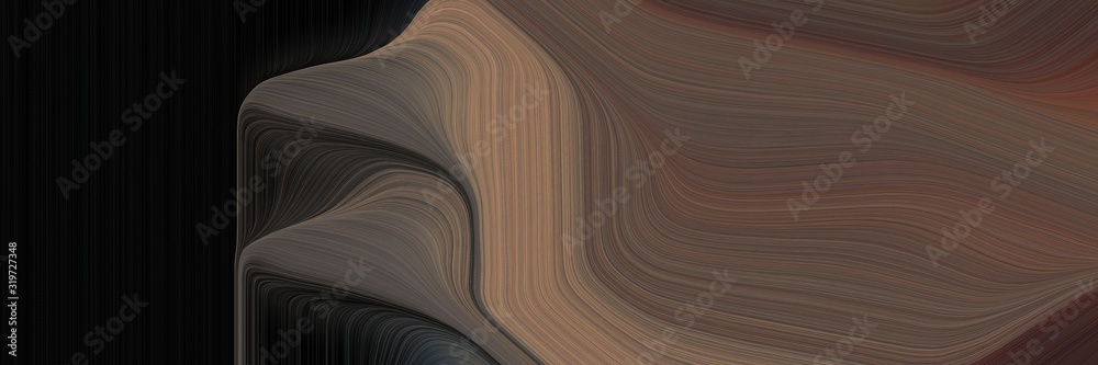 Poster flowing header with old mauve, black and pastel brown colors. dynamic curved lines with fluid flowin