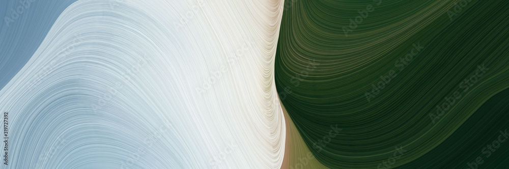 Poster decorative designed horizontal banner with very dark green, light gray and dark olive green colors. 