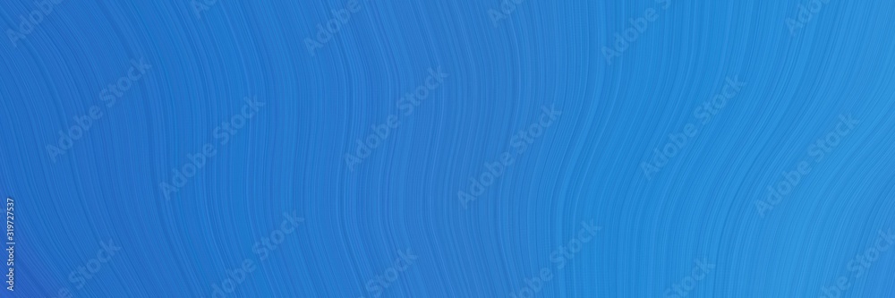 Poster surreal designed horizontal header with royal blue, dodger blue and strong blue colors. dynamic curv