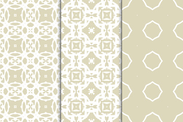 Set of seamless geometric ornaments. Abstract repeating textures. Ethnic template template for printing