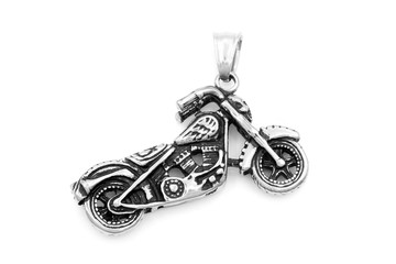 Jewelry for men. Pendant motorbike chopper. Stainless steel.