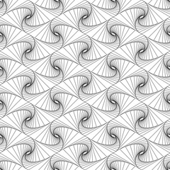 Seamless background from abstract symmetric shape. Thin line spiral goes to edge of canvas.  3D line illusion drawing