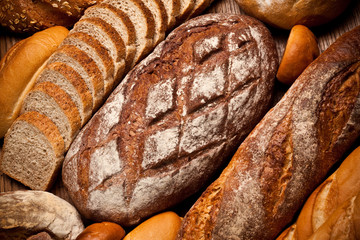Fresh fragrant bread on the table.