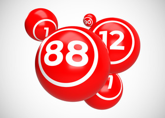 Red Bingo Balls 3D Render