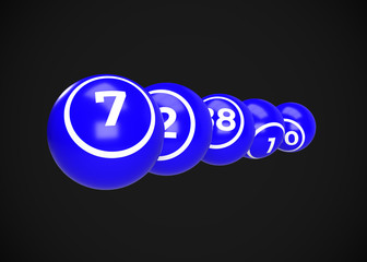 Blue Bingo Balls 3D Render