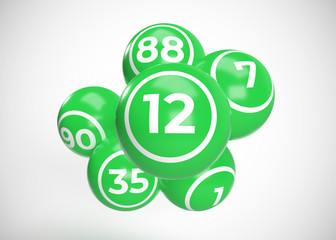 Green Bingo Balls 3D Render