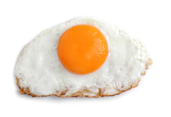 Tasty sunny side up egg on light background