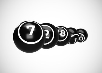 Black Bingo Balls 3D Render