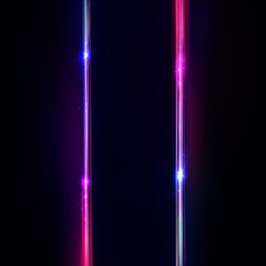 Neon vertical lines, frame. Neon lights sign. Vector abstract background, signboard, streak. Geometric glow outline shape or laser glowing parallel lines. Abstract background with space for your text