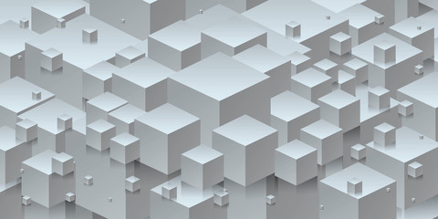 3d isometric cube gray background