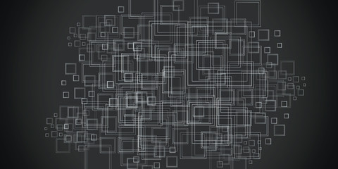 Abstract black and white square composition background