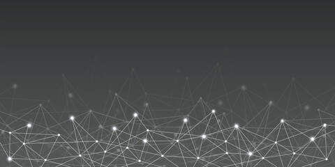 Abstract futuristic - Molecules technology with polygonal shapes on dark black and white background. Illustration Vector design digital technology concept.